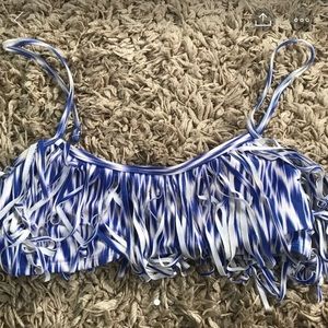 Target bikini blue and white fringe top